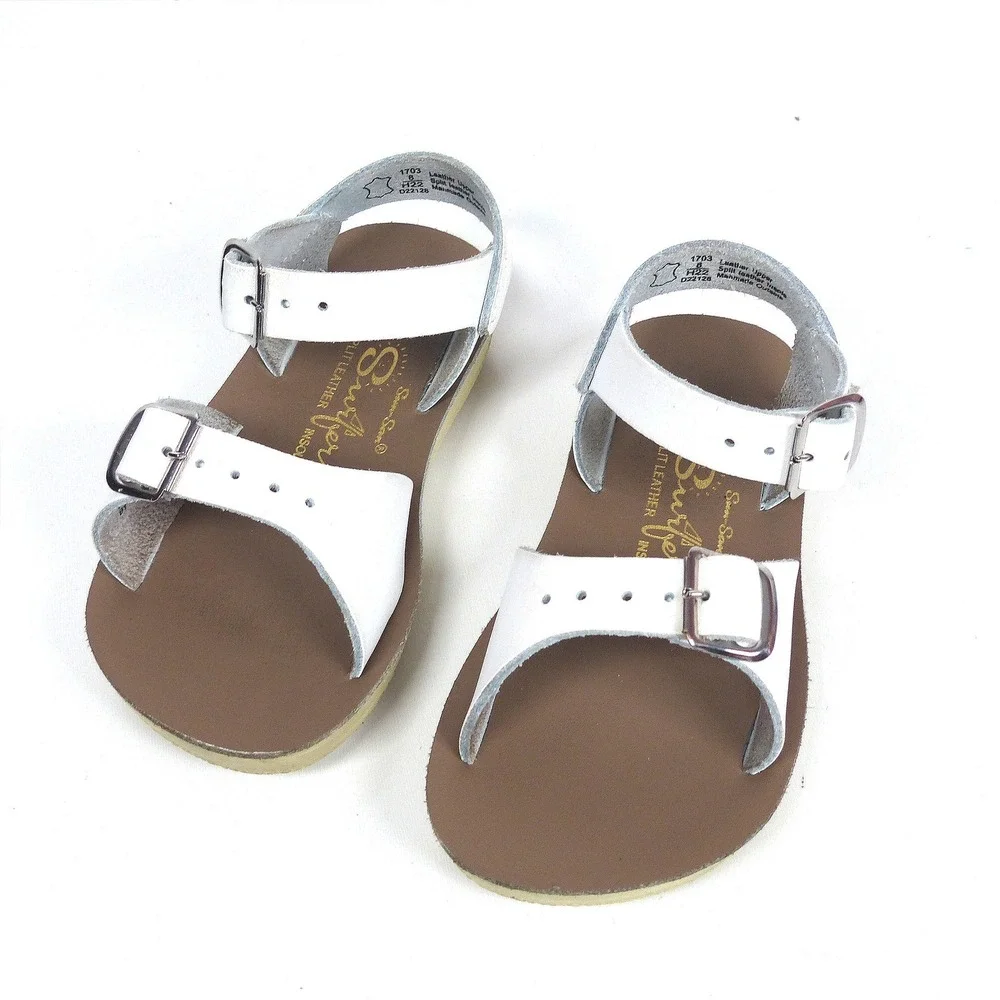 Salt Water Sun San Surfer Leather Adjustable Sandals White Size 8 Toddler Kids